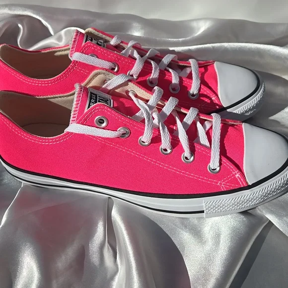Converse Low Top Sneakers - Hyper Pink with White Accents - Picture 2 of 5